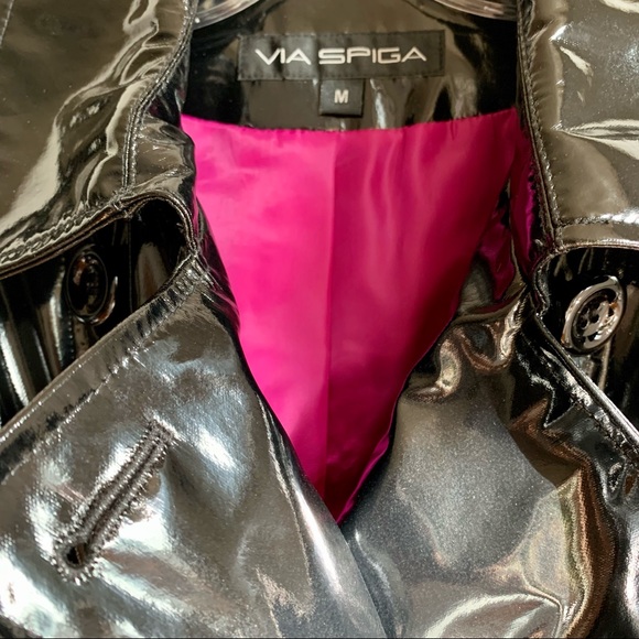 NWT Via Spiga Black Trench Coat Size M - Picture 3 of 12